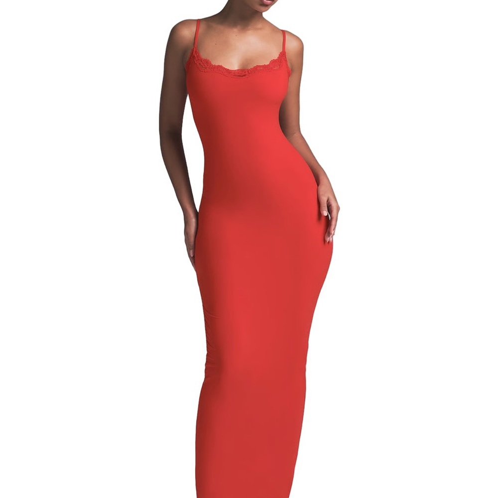 SKIMS Elegant Red Maxi Dress